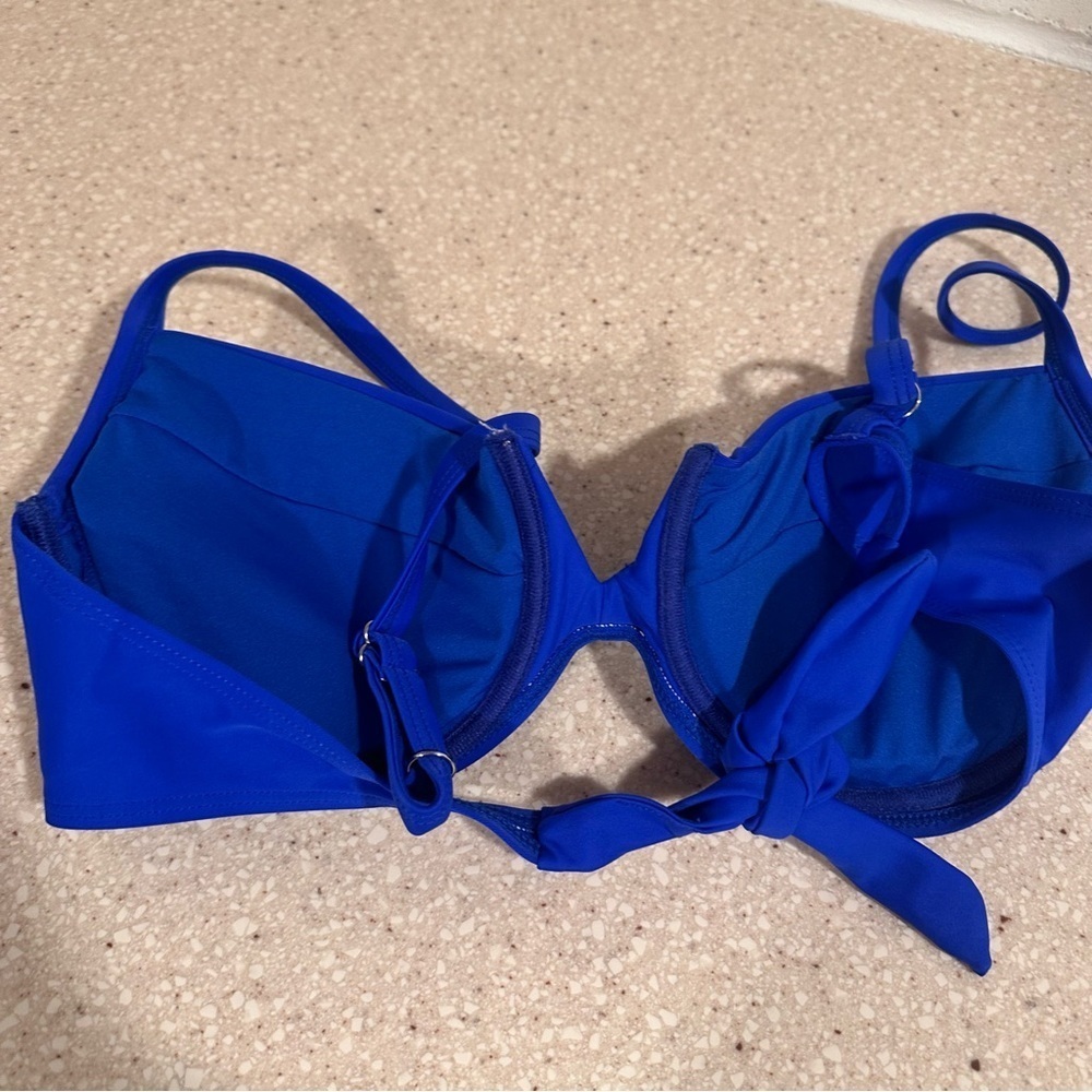 H2OH Swim Bikini “Posh” Top Electric Blue, Padded, Tie Back Adj. Straps XL - Picture 9 of 15
